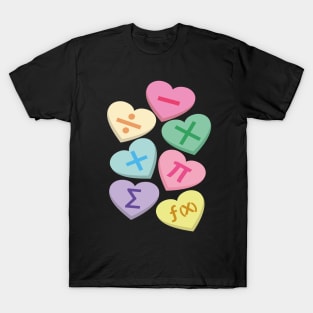 Funny Math Teachers Valentine’s Day Hearts With Math Symbols T-Shirt